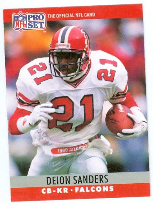 Deion Sanders football card 1990 Pro Set #36 (Atlanta Falcons) Rookie Card