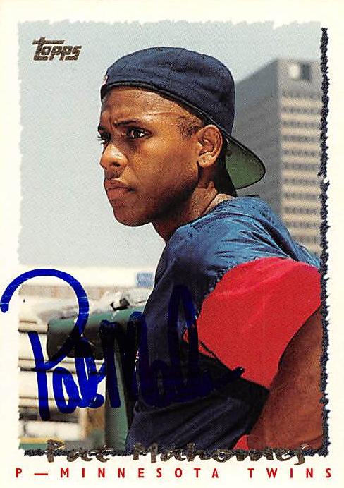Pat Mahomes Autographed Baseball Card Minnesota Twins 1995 Topps 217