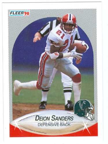 Deion Sanders football card 1990 Fleer #382 Rookie Card Atlanta Falcon