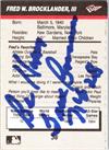 Fred Brocklander autographed baseball card (National League Umpire