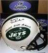 Vinny Testaverde autographed football mini helmet New York Jets inscribed Monday Night Miracle
